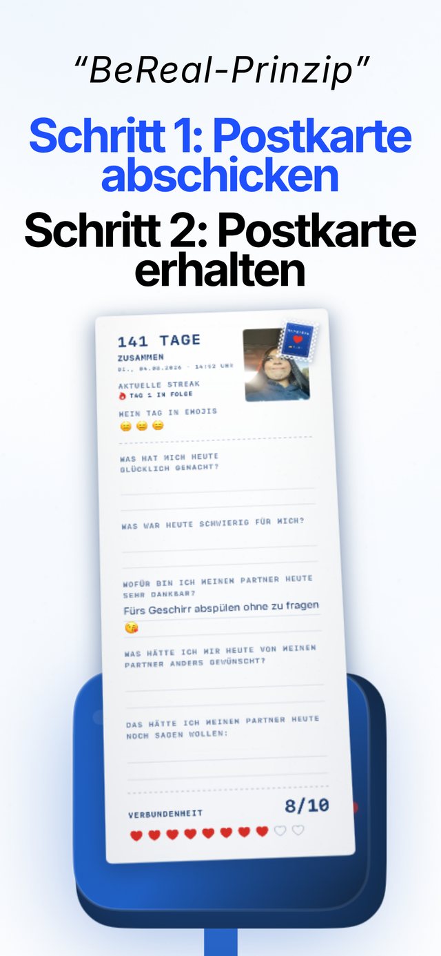 Screenshot: Postkarte abschicken und Postkarte des Partners erhalten